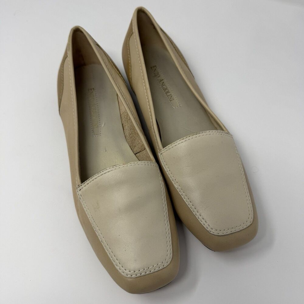 Enzo Angiolini Liberty Flats Shoes Womens Size 7.5M Beige Tan Leather Slip On